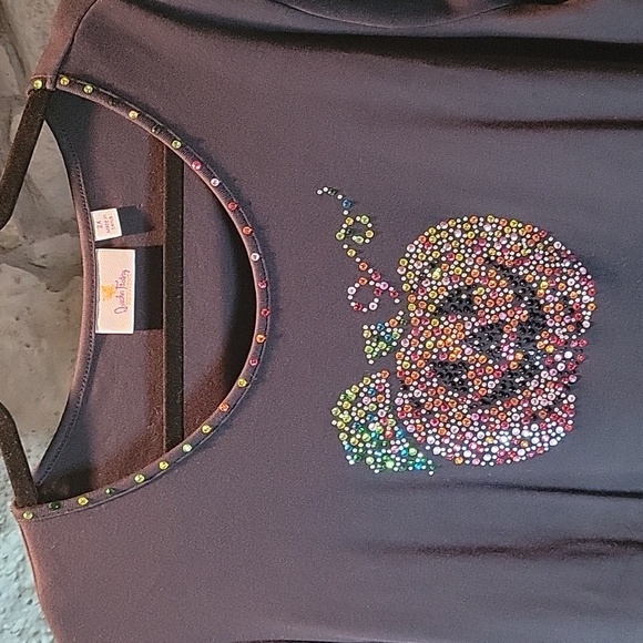 Quacker Factory Sequin Pumpkin Tee Size 2X - Picture 2 of 6